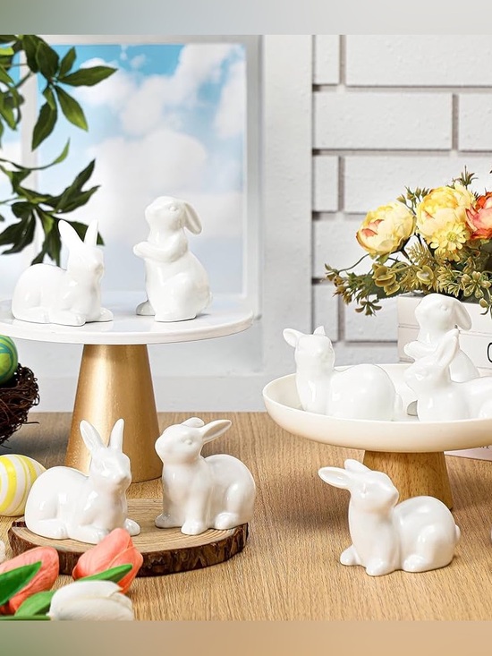 Other - 8pc Ceramic Bunny Figurine Decor